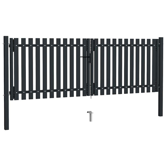 Double Door Fence Gate Steel 300x125 cm Anthracite Double Door Fence Gate Steel 300x125 cm Anthracite
