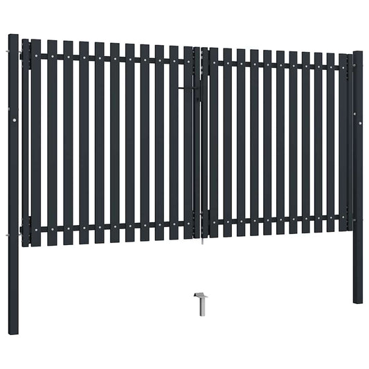 Double Door Fence Gate Steel 300x150 cm Anthracite Double Door Fence Gate Steel 300x150 cm Anthracite