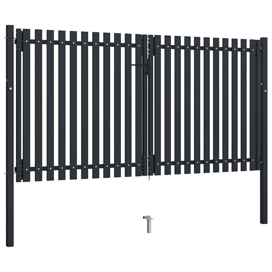 Double Door Fence Gate Steel 300x175 cm Anthracite Double Door Fence Gate Steel 300x175 cm Anthracite