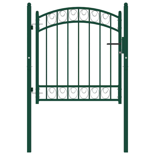 Fence Gate "EMMEN" with Arched Top Steel 100x86 cm Green Fence Gate "EMMEN" with Arched Top Steel 100x86 cm Green