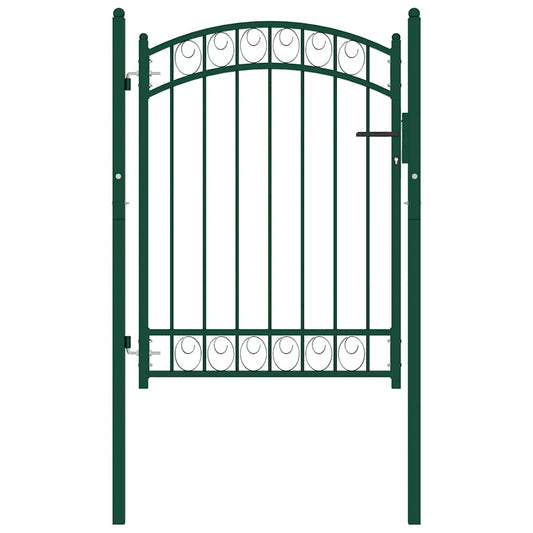 Fence Gate "EMMEN" with Arched Top Steel 100x98,5 cm Green Fence Gate "EMMEN" with Arched Top Steel 100x98,5 cm Green