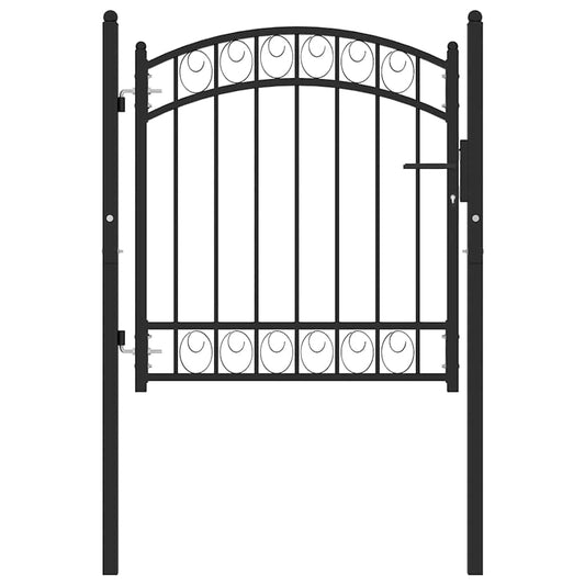Fence Gate with Arched Top Steel 100x100 cm Black Fence Gate with Arched Top Steel 100x100 cm Black