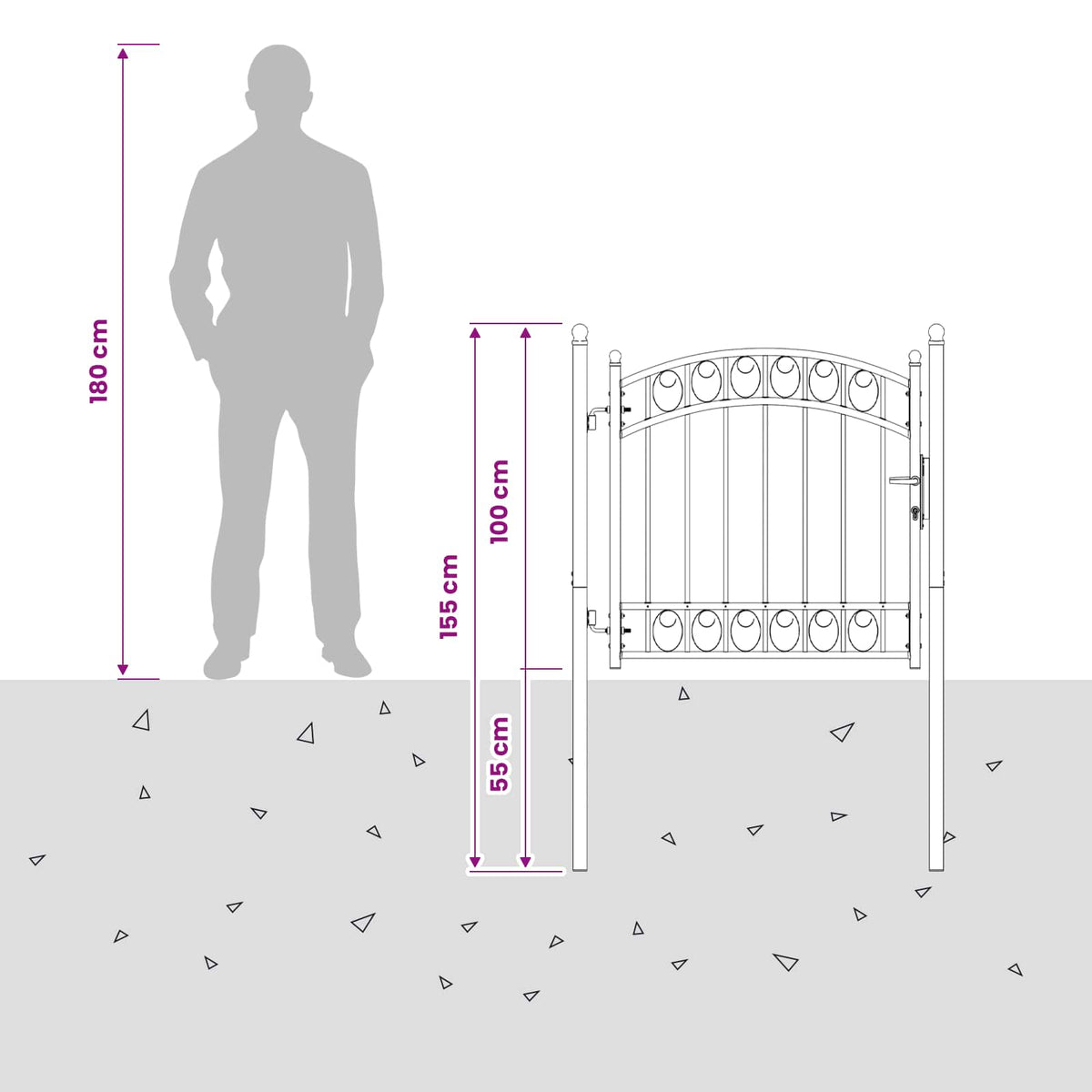 Fence gates EMMEN 104 x 86 cm Lockable Powder-coated steel
