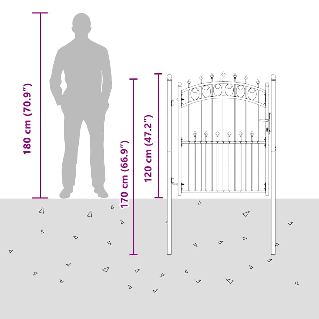 Fence Gate EMMEN with Spikes Steel 104x117 cm Green