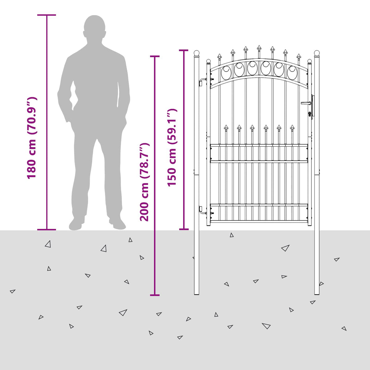 Fence Gate with Spikes EMMEN 100 x 200 cm Powder-coated steel