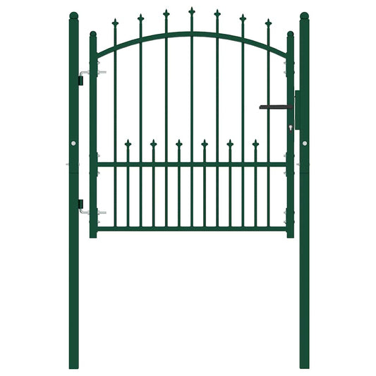 Fence Gate EMMEN with Spikes Steel 104x97 cm Green Fence Gate EMMEN with Spikes Steel 104x97 cm Green