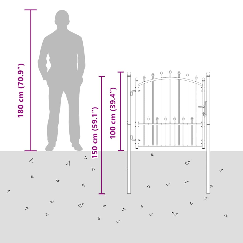 Fence Gate EMMEN with Spikes Steel 104x97 cm Green