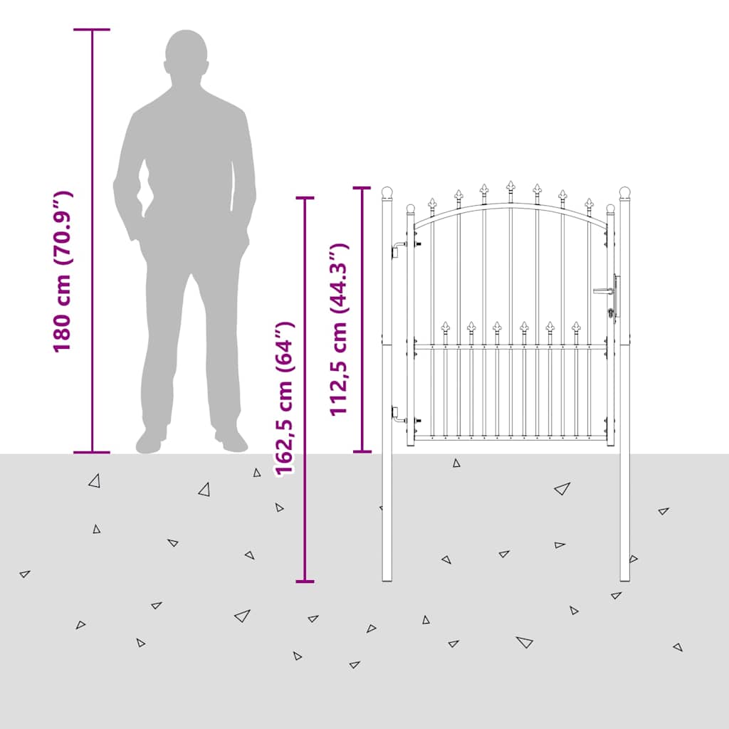 146394 vidaXL Fence Gate "EMMEN" with Spikes Steel 104x109,5 cm Green