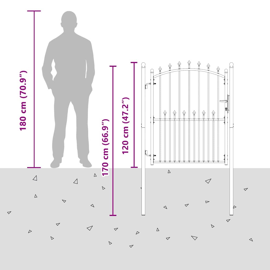 146395 vidaXL Fence Gate "EMMEN" with Spikes Steel 104x117 cm Green