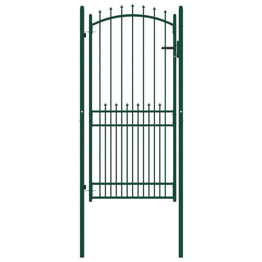 Fence Gate EMMEN with Spikes Steel 104x147 cm Green Fence Gate EMMEN with Spikes Steel 104x147 cm Green