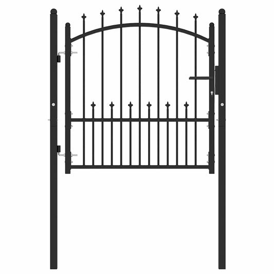 Fence Gate EMMEN with Spikes Steel 104x97 cm Black Fence Gate EMMEN with Spikes Steel 104x97 cm Black