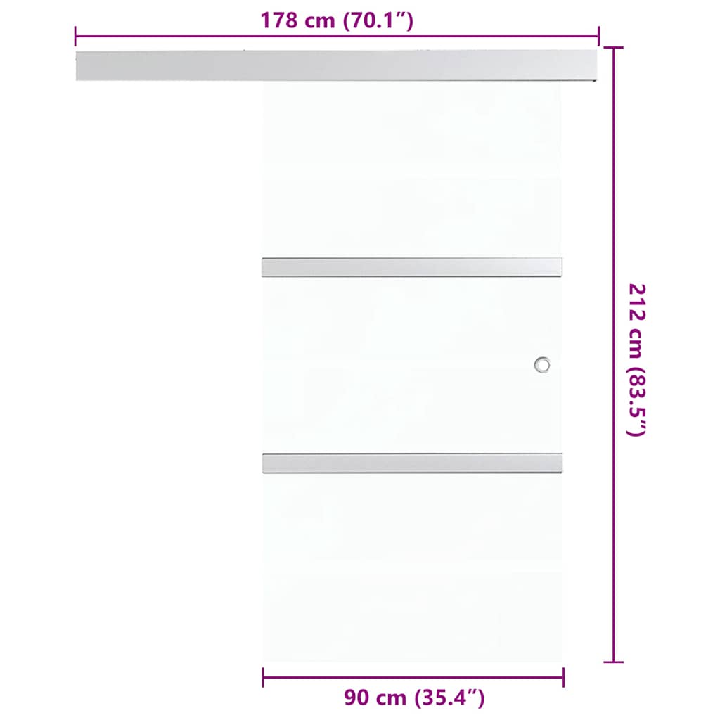 Sliding Door ESG Glass and Aluminium 90x205 cm Silver