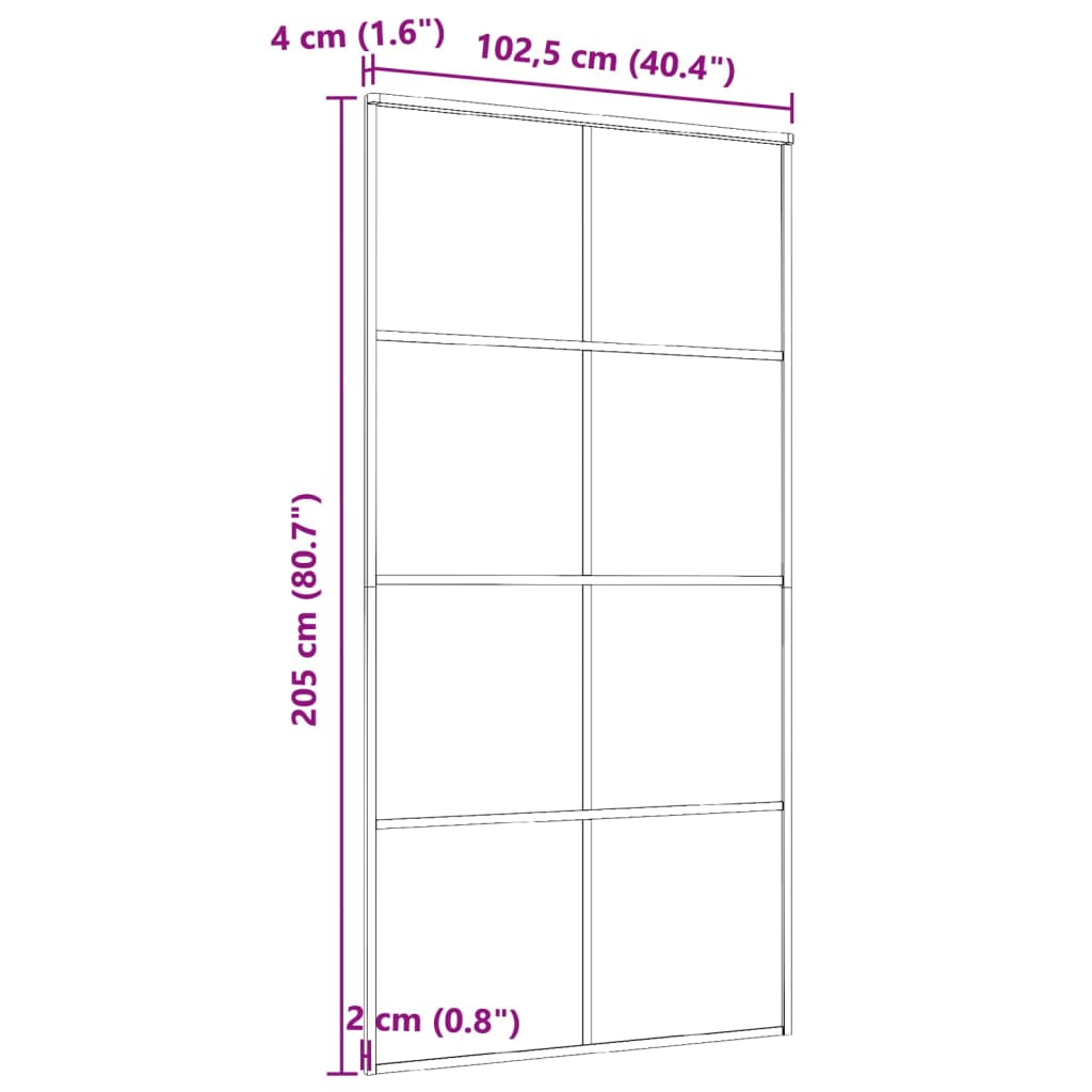 288066 vidaXL Sliding Door Aluminium and ESG Glass 102,5x205 cm Black