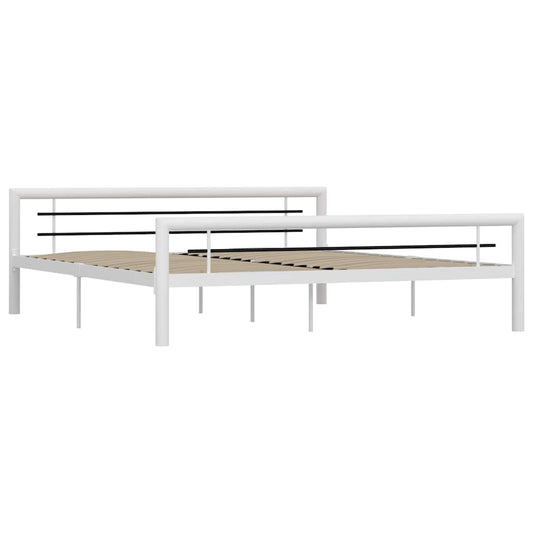 Bed Frame | White and Black | Metal | Super King | Durable | Bed Frame Bed Frame | White and Black | Metal | Super King | Durable | Bed Frame