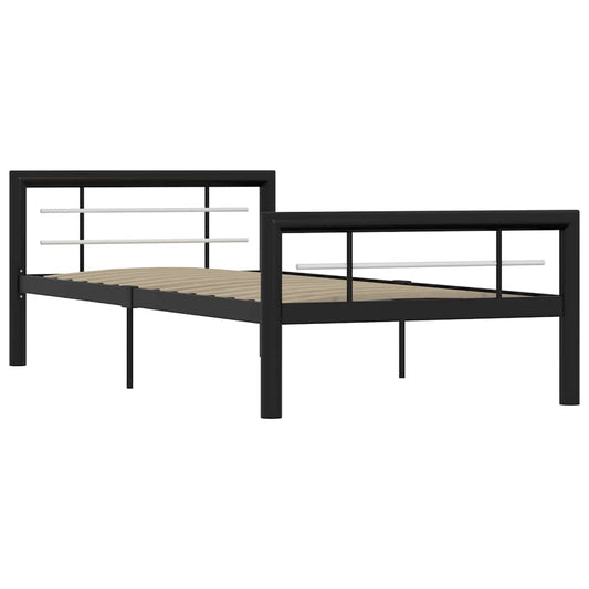 Bed Frame without Mattress Black and White Metal 90x200 cm Bed Frame without Mattress Black and White Metal 90x200 cm