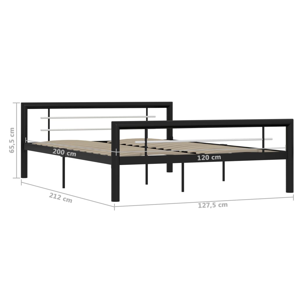 Bed Frame without Mattress Black and White Metal 120x200 cm