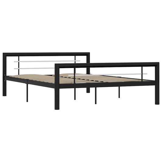 Bed Frame without Mattress Black and White Metal 140x200 cm Bed Frame without Mattress Black and White Metal 140x200 cm