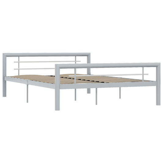 Bed Frame without Mattress Grey and White Metal 120x200 cm Bed Frame without Mattress Grey and White Metal 120x200 cm