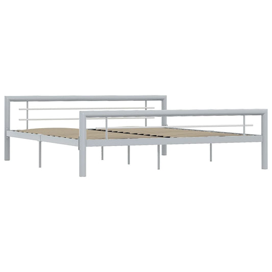 Bed Frame without Mattress Grey and White Metal 180x200 cm Super King Bed Frame without Mattress Grey and White Metal 180x200 cm Super King
