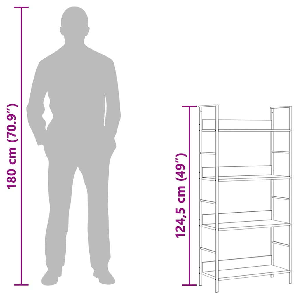 4-Layer Book Shelf White 60x27.6x124.5 cm Engineered Wood