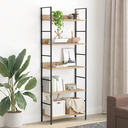 5-Layer Book Shelf Oak 60x27.6x158.5 cm Engineered Wood 5-Layer Book Shelf Oak 60x27.6x158.5 cm Engineered Wood