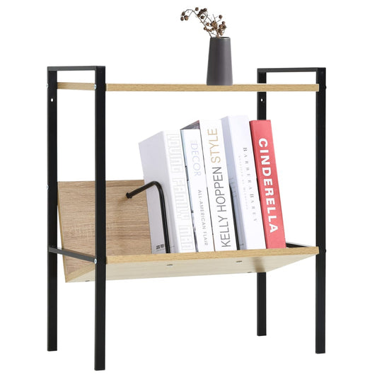 2-Layer Book Shelf Black and Oak 52x28x59 cm Engineered Wood 2-Layer Book Shelf Black and Oak 52x28x59 cm Engineered Wood