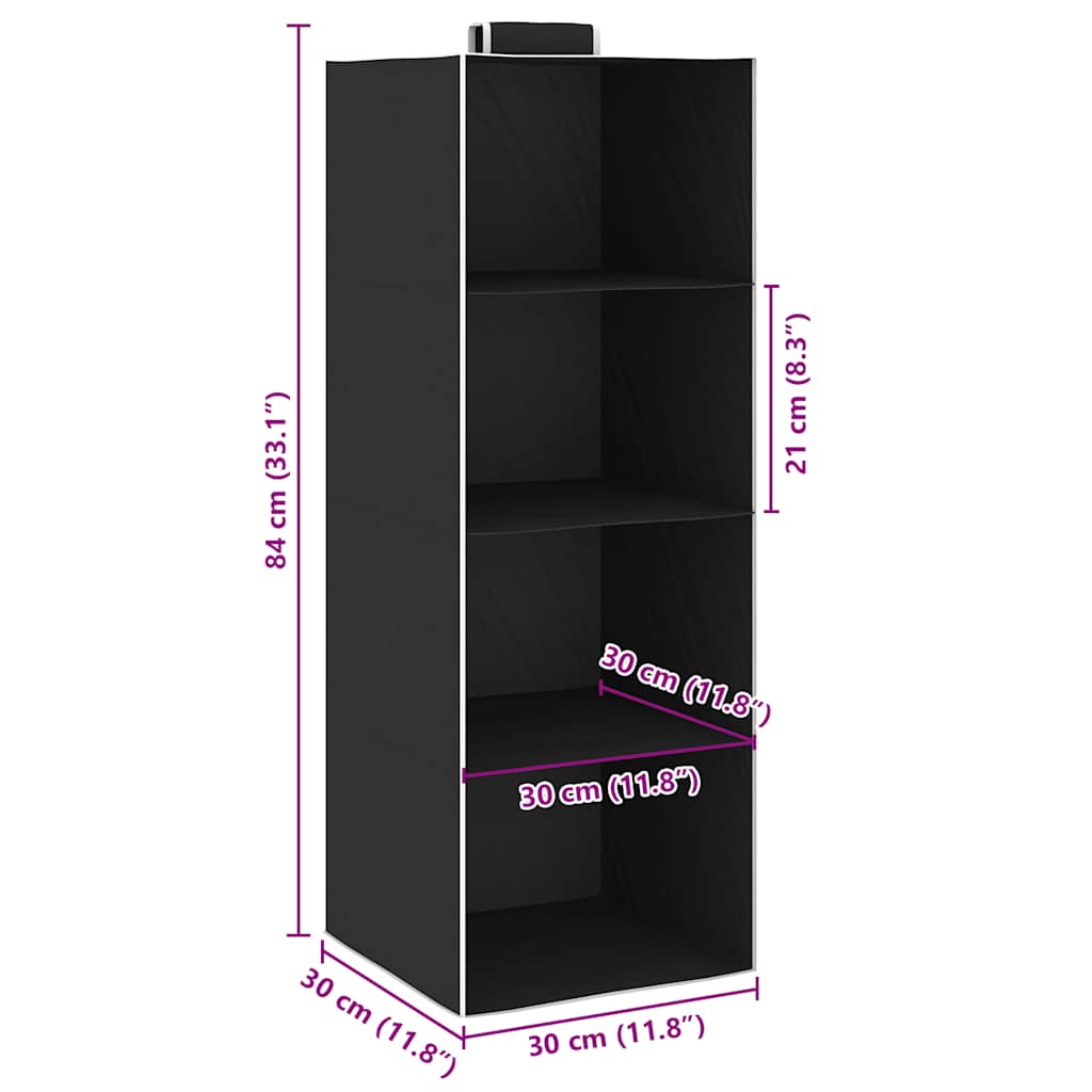 Hanging Closet Organisers 2 pcs with 4 Shelves Fabric