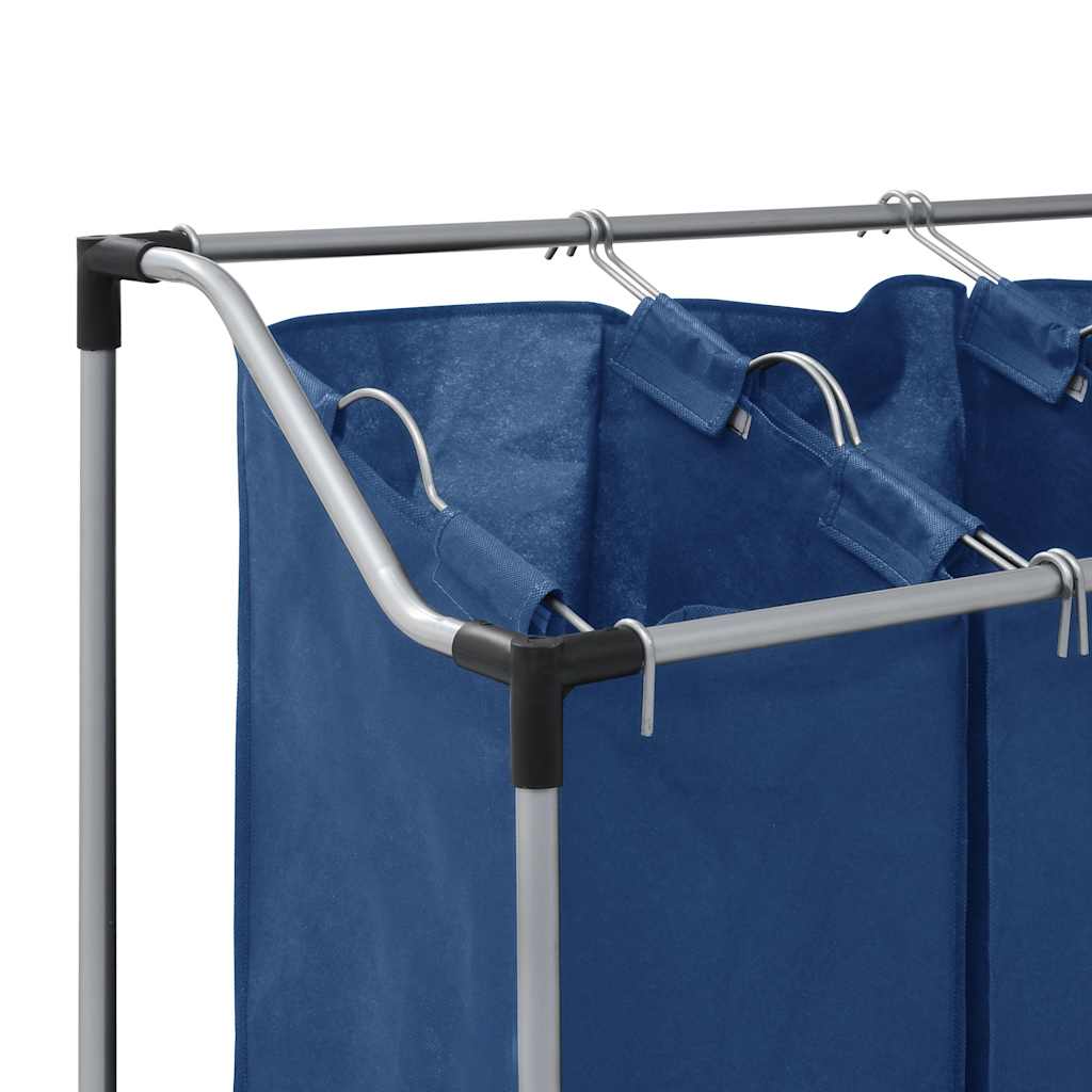 Laundry Sorter with 3 Bags Blue Steel