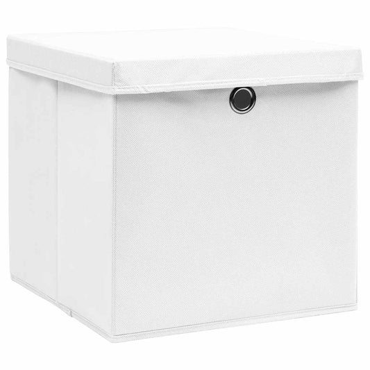 Storage Boxes with Lids 10 pcs White 32x32x32 cm Fabric Storage Boxes with Lids 10 pcs White 32x32x32 cm Fabric
