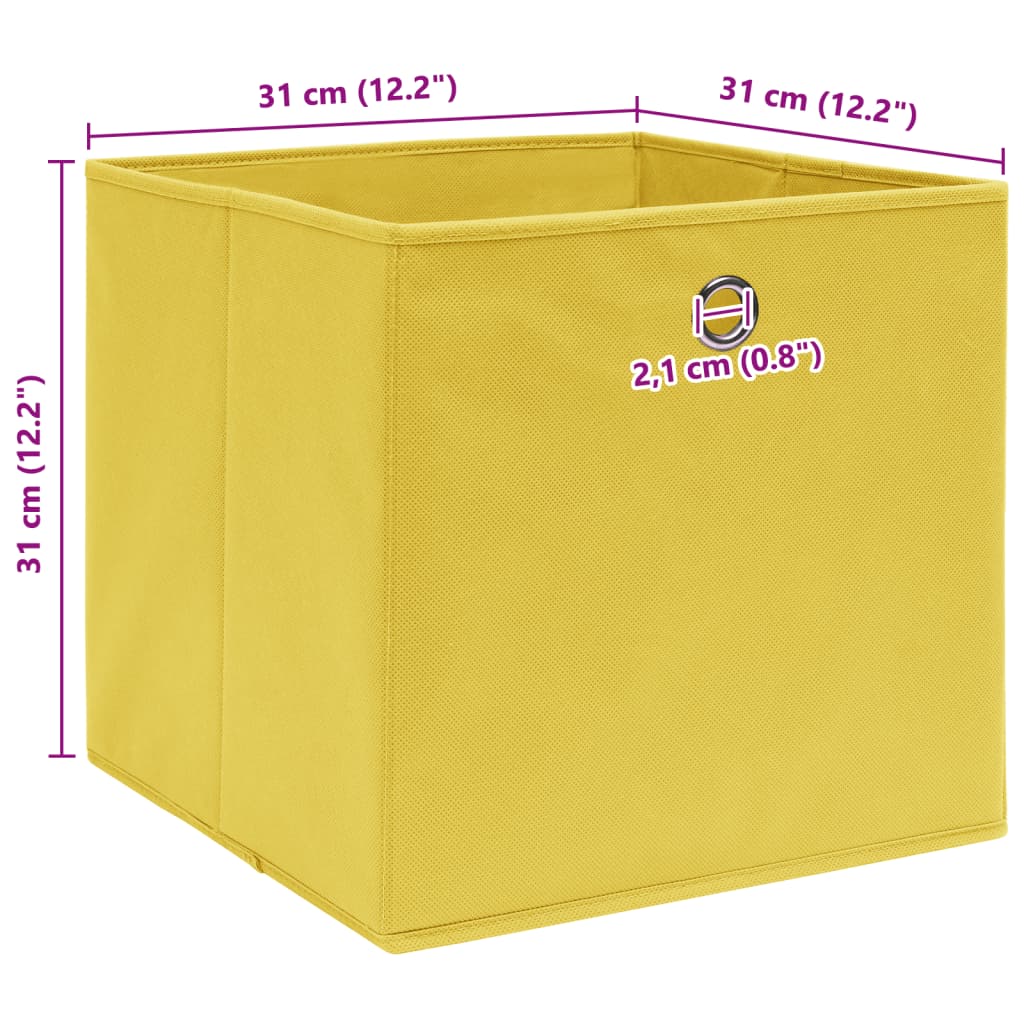 Storage Boxes 4 pcs Yellow 32x32x32 cm Fabric