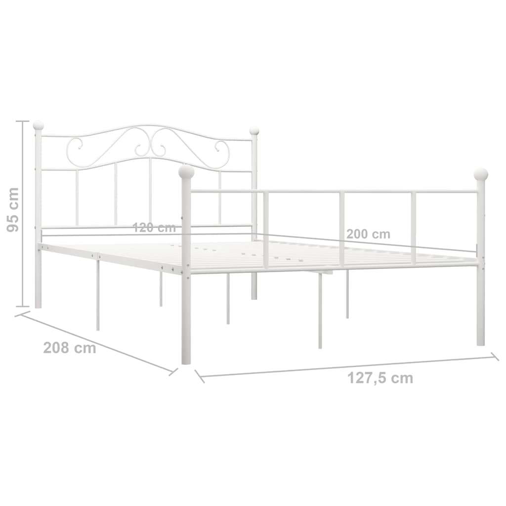 Bed Frame without Mattress White Metal 120x200 cm