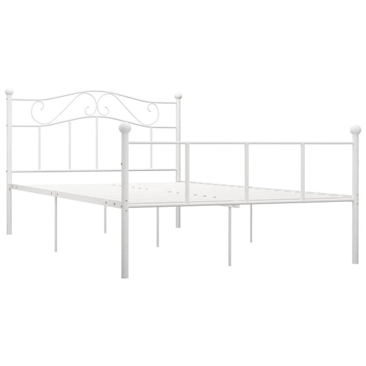 Bed Frame without Mattress White Metal 140x200 cm Bed Frame without Mattress White Metal 140x200 cm