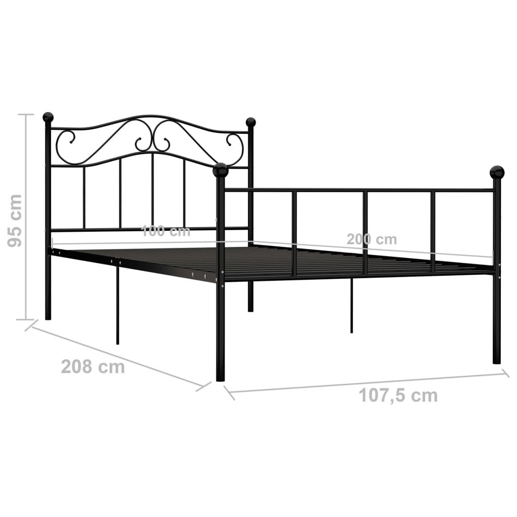 Bed Frame | Black | Metal | Single | Durable | Bed Frame | Rectangular