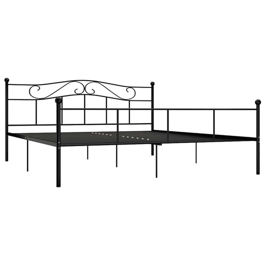 Bed Frame without Mattress Black Metal 180x200 cm Bed Frame without Mattress Black Metal 180x200 cm