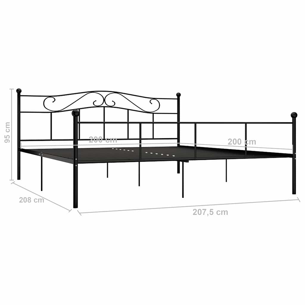 Bed Frame without Mattress Black Metal 200x200 cm