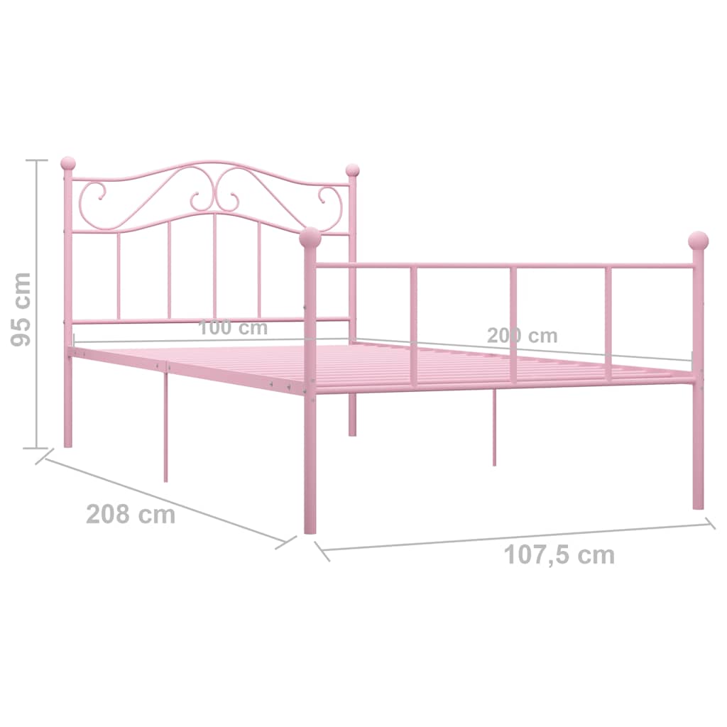 Bed Frame without Mattress Pink Metal 100x200 cm
