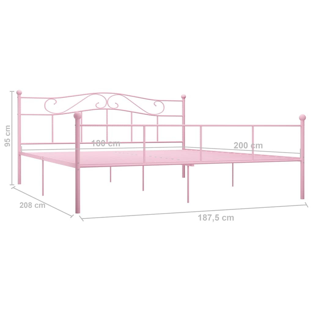 Bed Frame without Mattress Pink Metal 180x200 cm Super King