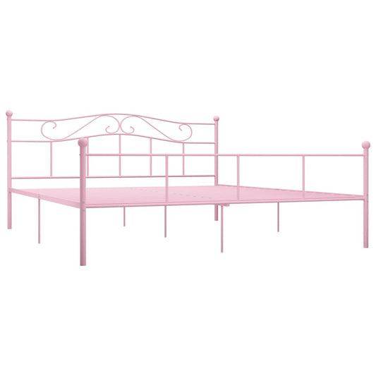 284543 vidaXL Bed Frame without Mattress Pink Metal 200x200 cm 284543 vidaXL Bed Frame without Mattress Pink Metal 200x200 cm