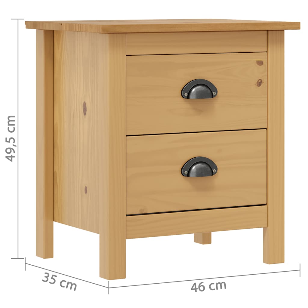 Bedside Cabinet Hill 46x35x49.5 cm Solid Pine Wood
