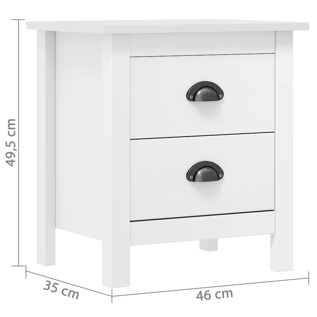 288908 vidaXL Bedside Cabinet "Hill" 2 pcs White 46x35x49,5 cm Solid Pine Wood