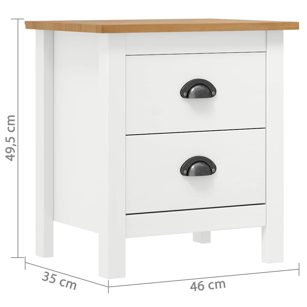 288910 vidaXL Bedside Cabinet "Hill" 2 pcs White 46x35x49,5 cm Solid Pine Wood