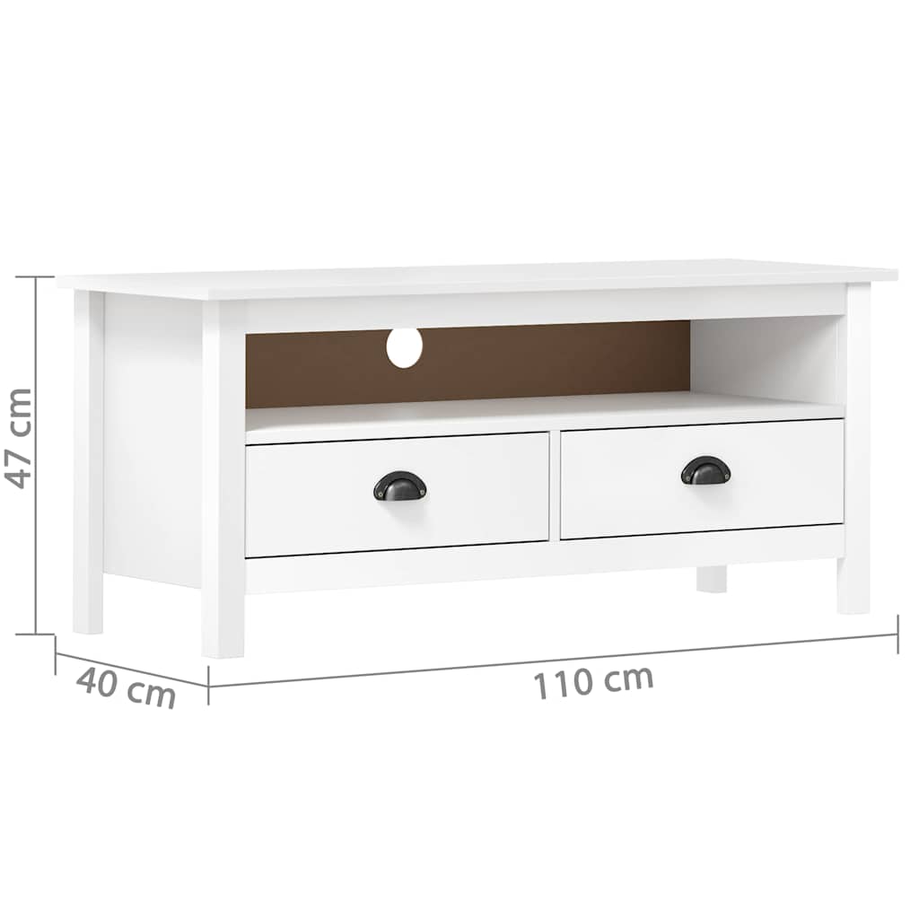 288924 vidaXL TV Cabinet "Hill" White 110x40x47 cm Solid Pine Wood