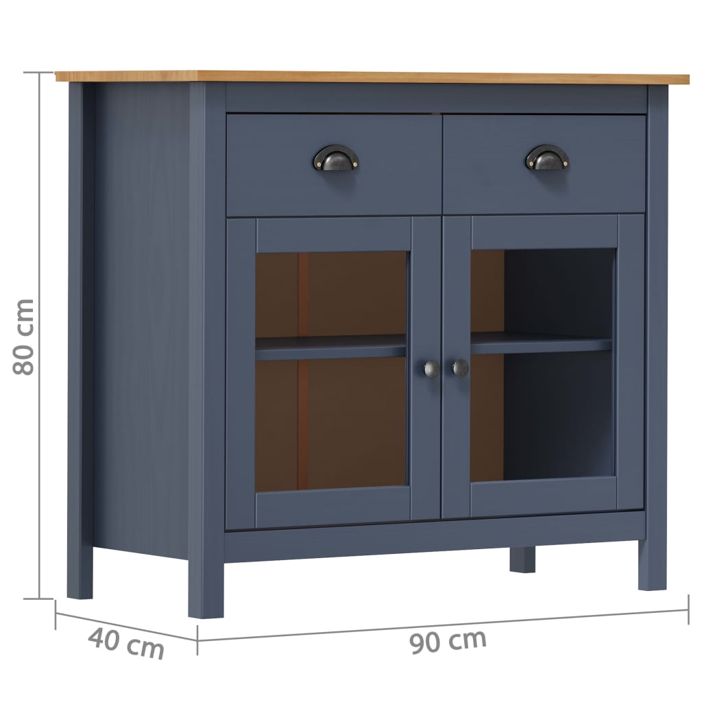 288941 vidaXL Sideboard "Hill" Grey 90x40x80 cm Solid Pine Wood