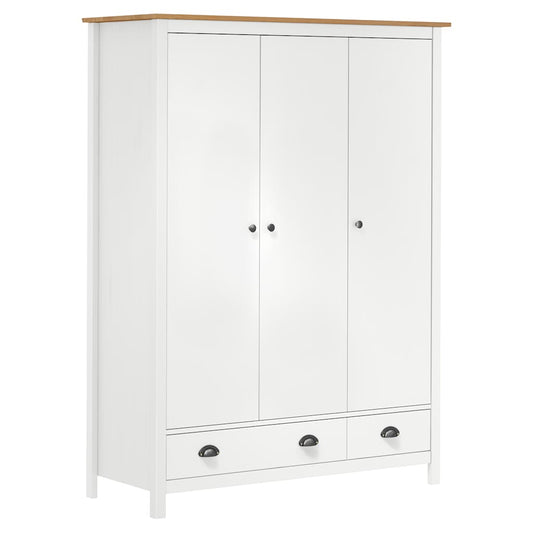 3-Door Wardrobe Hill White 127x50x170 cm Solid Pine Wood 3-Door Wardrobe Hill White 127x50x170 cm Solid Pine Wood
