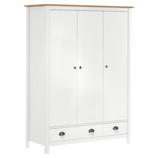 288954 vidaXL 3-Door Wardrobe "Hill" White 127x50x170 cm Solid Pine Wood 288954 vidaXL 3-Door Wardrobe "Hill" White 127x50x170 cm Solid Pine Wood