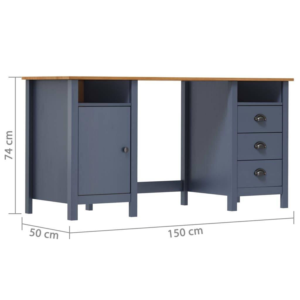 Desk Hill Grey 150x50x74 cm Solid Pine Wood