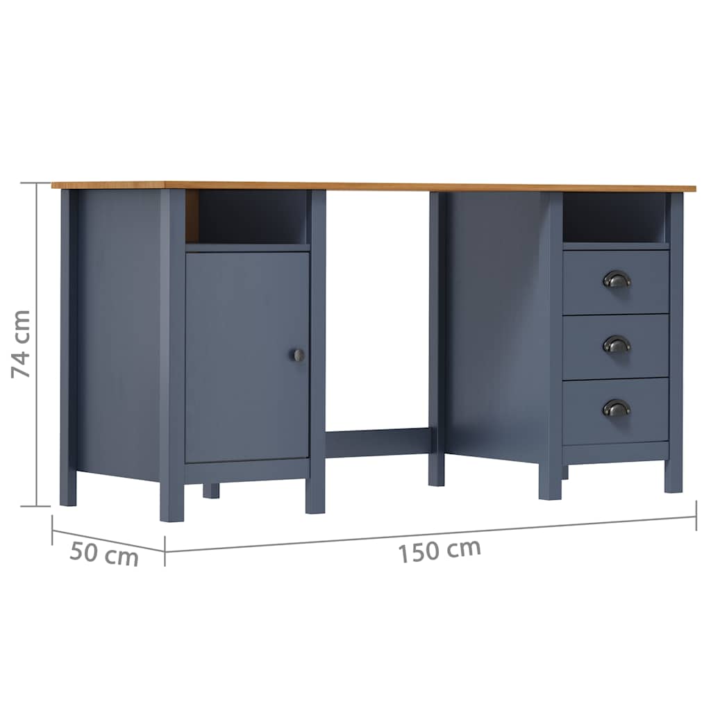 289001 vidaXL Desk "Hill" Grey 150x50x74 cm Solid Pine Wood