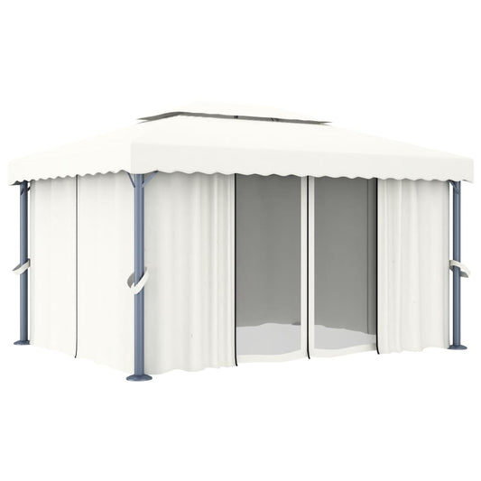 Gazebo with Curtain 4x3 m Cream White Aluminium Gazebo with Curtain 4x3 m Cream White Aluminium