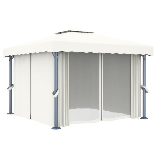 Gazebo with Curtain 3x3 m Cream White Aluminium Gazebo with Curtain 3x3 m Cream White Aluminium