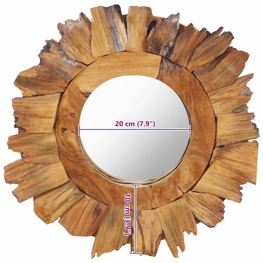 288803 vidaXL Wall Mirror 40 cm Teak Round